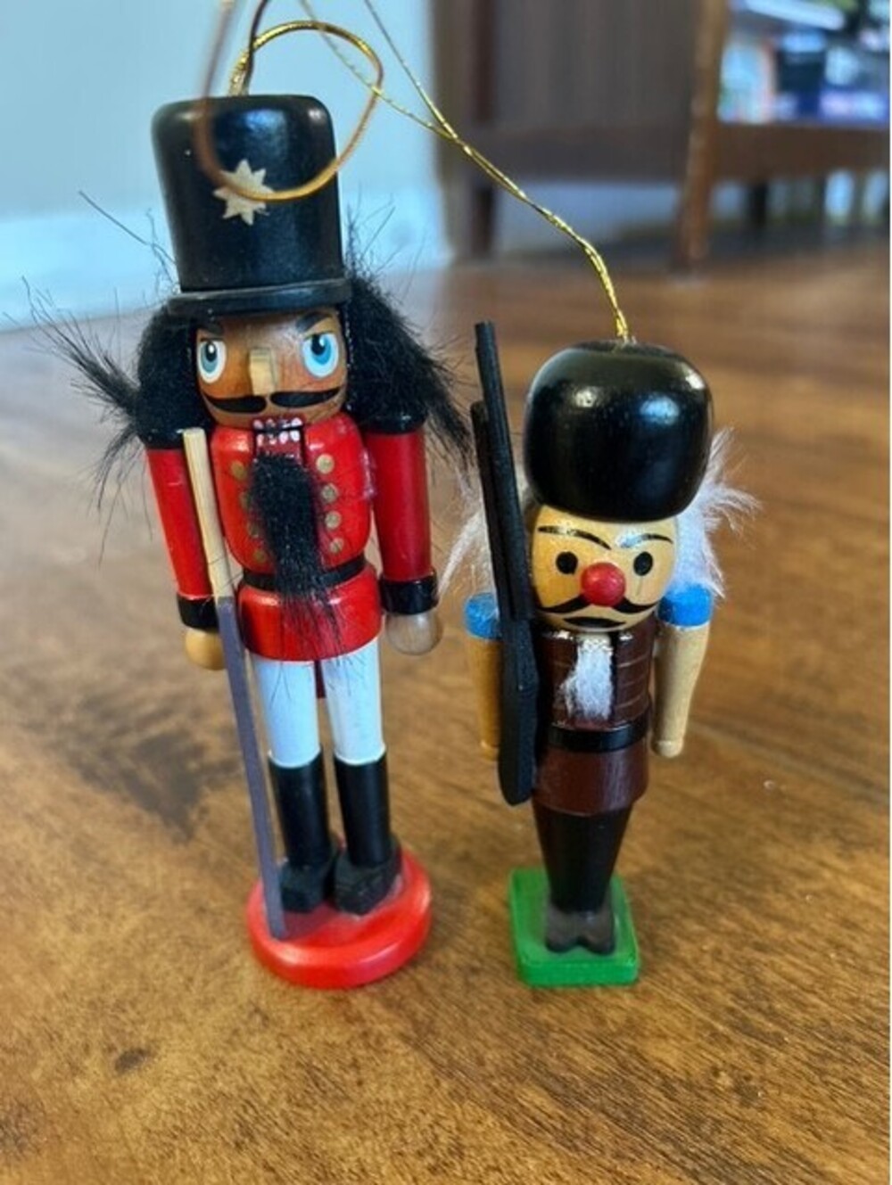 Set of Two Wooden Nutcracker Christmas Ornaments